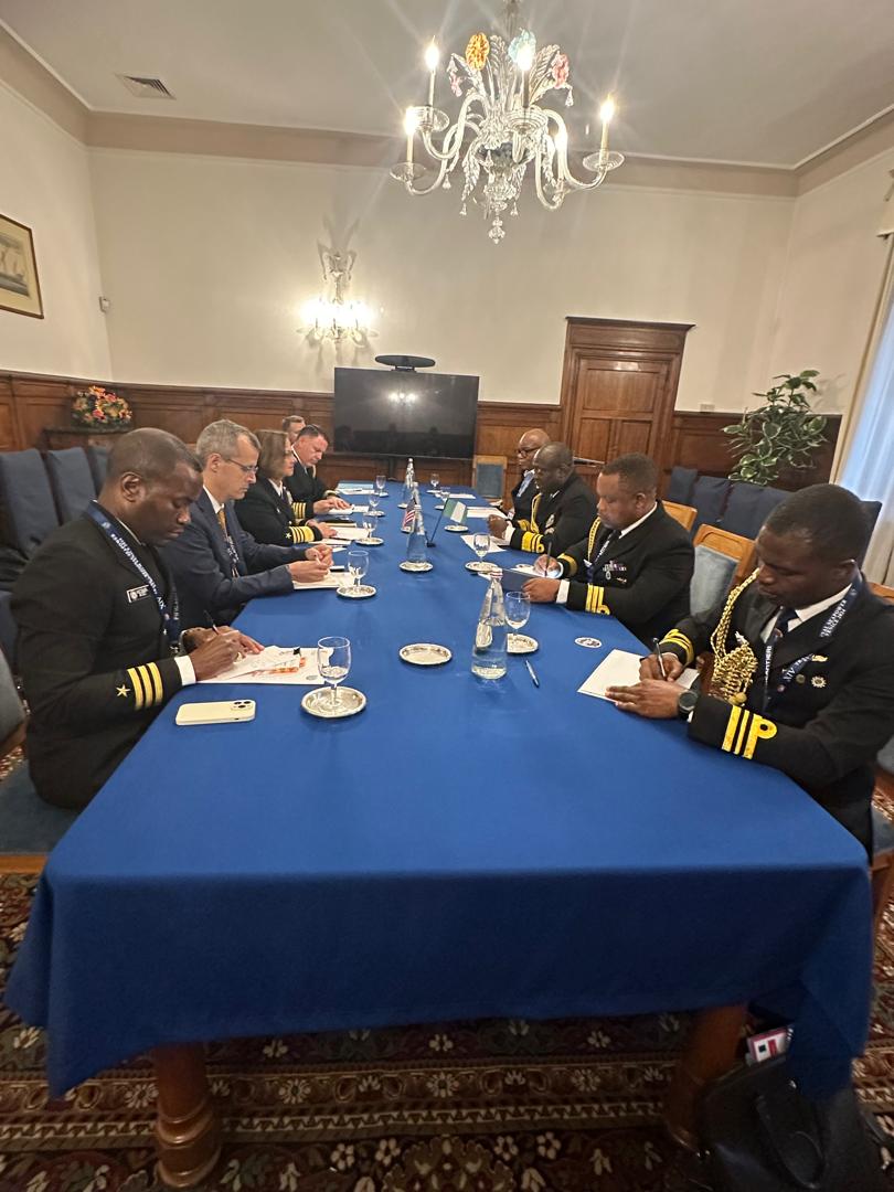 NIGERIAN CHIEF OF THE NAVAL STAFF VICE ADMIRAL EMMANUEL IKECHUKWU OGALLA HOLDS BILATERAL TALKS WITH AMERICAN CHIEF OF NAVAL OPERATIONS ADMIRAL LISA FRANCHETTI